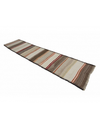 Modern Vintage Kilim Runner Rug - 2`9" x 10`9"