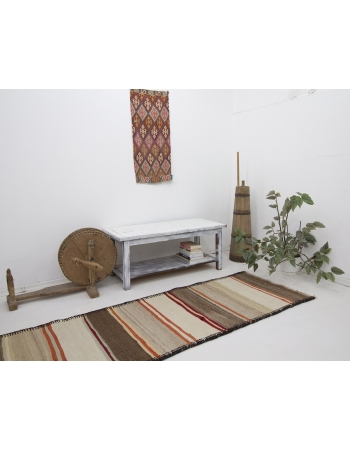 Modern Vintage Kilim Runner Rug - 2`9" x 10`9"