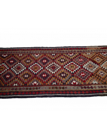 Vintage Colorful Kilim Runner Rug - 3`1" x 12`6"