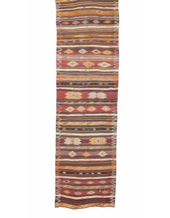 Handwoven Vintage Turkish Kilim Runner - 3`9" x 13`5"