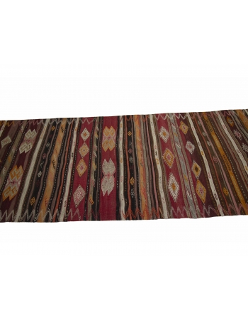 Handwoven Vintage Turkish Kilim Runner - 3`9" x 13`5"