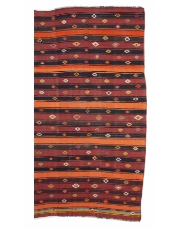 Red & Orange Vintage Kilim Rug - 6`6" x 11`10"