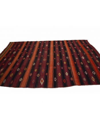 Red & Orange Vintage Kilim Rug - 6`6" x 11`10"