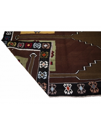 Unique Vintage Turkish Kars Kilim Rug - 5`9" x 10`8"