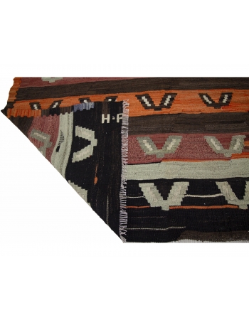 Orange & Brown Vintage Turkish Kilim Rug - 6`2" x 10`4"