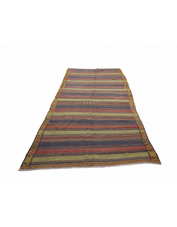 Vintage Decorative Turkish Kilim Area Rug - 5`0" x 10`0"