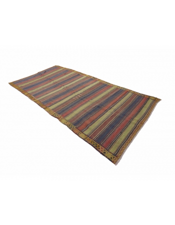 Vintage Decorative Turkish Kilim Area Rug - 5`0" x 10`0"