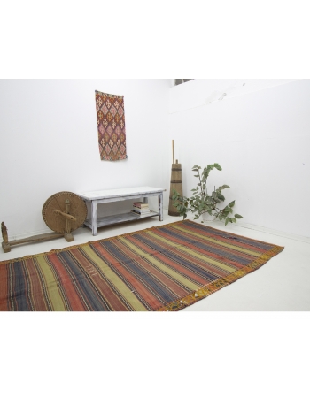Vintage Decorative Turkish Kilim Area Rug - 5`0" x 10`0"