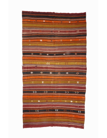 Striped Vintage Colorful Kilim Rug - 5`10" x 10`6"