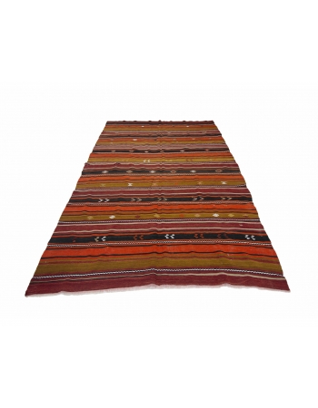Striped Vintage Colorful Kilim Rug - 5`10" x 10`6"