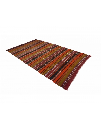 Striped Vintage Colorful Kilim Rug - 5`10" x 10`6"