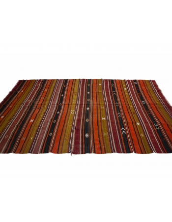 Striped Vintage Colorful Kilim Rug - 5`10" x 10`6"