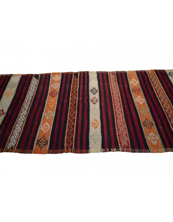 Vintage Embroidered Kilim Runner Rug - 3`8" x 10`6"