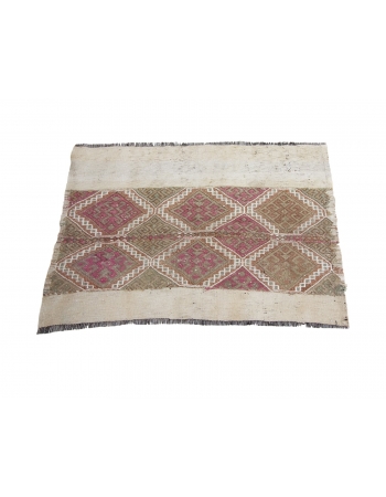 Embroidered Vintage Small Kilim Rug - 2`10" x 4`2"