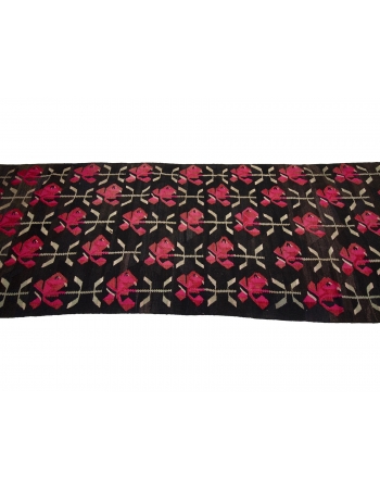 Vintage Pink & Black Kilim Runner - 3`5" x 12`0"