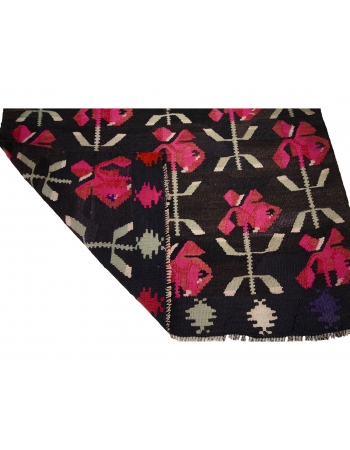 Vintage Pink & Black Kilim Runner - 3`5" x 12`0"