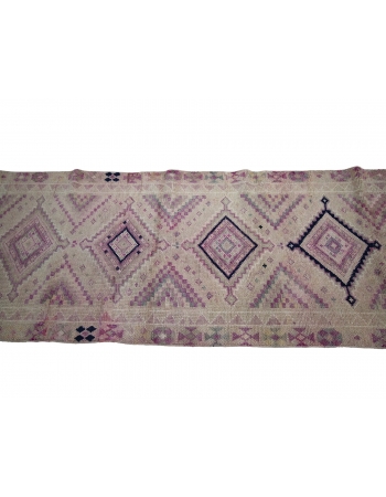 Washed Out Vintage Herki Runner Rug - 3`1" x 13`10"