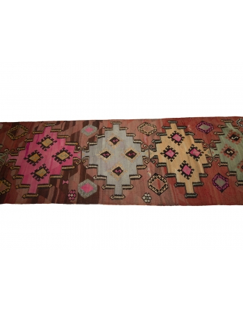 Vintage Decorative Turkish Kilim Runner Rug - 3`1" x 11`10"