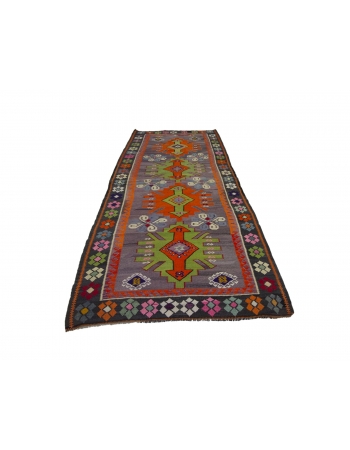 Unique Vintage Decorative Kilim Rug - 4`6" x 10`4"