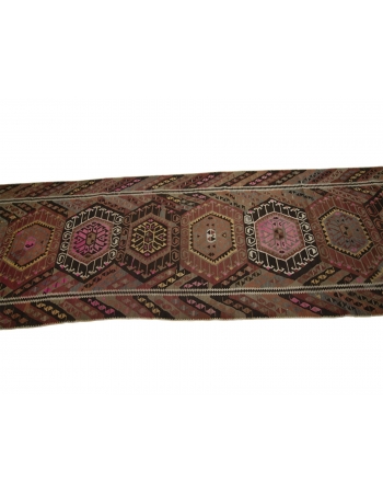 Vintage Wide Turkish Kilim Runner - 3`8" x 13`9"