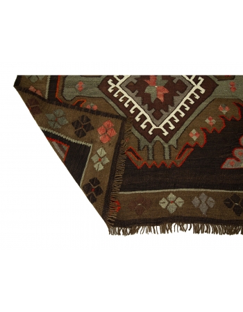 Brown & Orange Vintage Kilim Rug - 5`1" x 7`10"