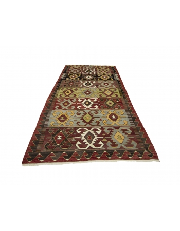 Vintage Turkish Konya Kilim Rug - 5`3" x 11`4"