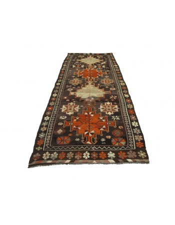 Decorative Vintage Turkish Kilim Rug - 4`2" x 10`10"