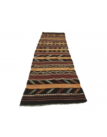 Vintage Turkish Decorative Kilim Runner - 3`5" x 13`1"