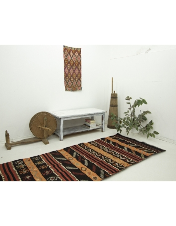 Vintage Turkish Decorative Kilim Runner - 3`5" x 13`1"