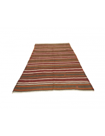 Striped Vintage Turkish Kilim Rug - 5`8" x 8`11"