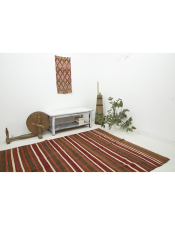 Striped Vintage Turkish Kilim Rug - 5`8" x 8`11"
