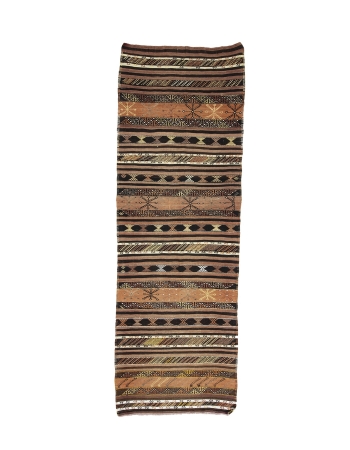 Embroidered Vintage Kilim Runner - 3`10" x 11`3"