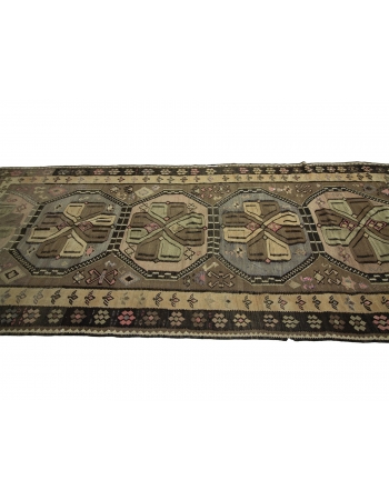 Vintage Turkish Kars Kilim Rug - 4`11" x 11`11"