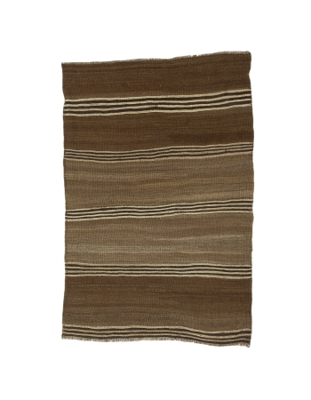 Brown Vintage Striped Small Kilim Rug - 3`1" x 4`9"