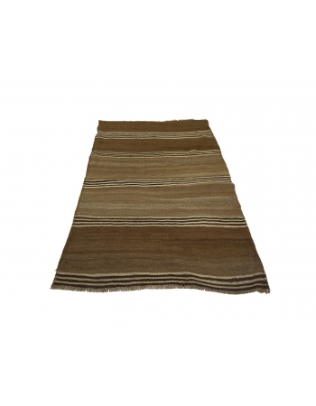 Brown Vintage Striped Small Kilim Rug - 3`1" x 4`9"