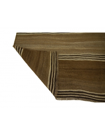 Brown Vintage Striped Small Kilim Rug - 3`1" x 4`9"