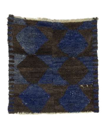 Blue & Dark Gray Vintage Tulu Rug - 3`5" x 3`7"