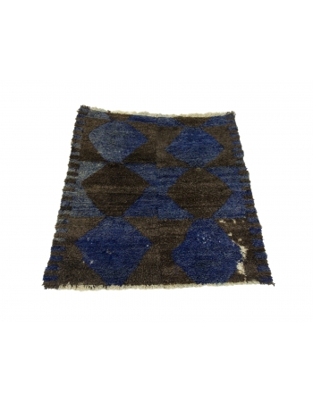 Blue & Dark Gray Vintage Tulu Rug - 3`5" x 3`7"