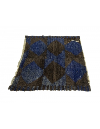 Blue & Dark Gray Vintage Tulu Rug - 3`5" x 3`7"