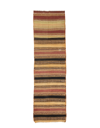 Vintage Wide Turkish Kilim Runner - 4`2" x 14`9"