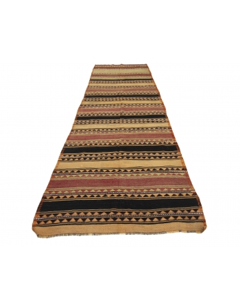 Vintage Wide Turkish Kilim Runner - 4`2" x 14`9"