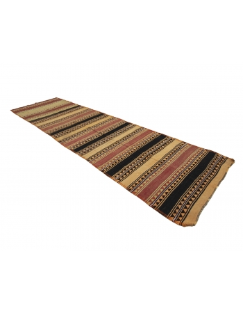 Vintage Wide Turkish Kilim Runner - 4`2" x 14`9"