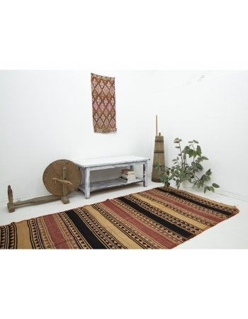 Vintage Wide Turkish Kilim Runner - 4`2" x 14`9"