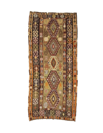 Decorative Vintage Turkish Kilim Rug - 5`4" x 11`8"