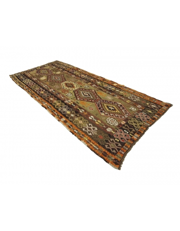 Decorative Vintage Turkish Kilim Rug - 5`4" x 11`8"