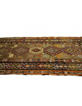 Decorative Vintage Turkish Kilim Rug - 5`4" x 11`8"