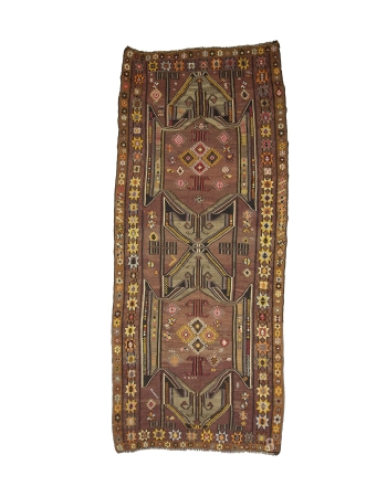 Vintage Handwoven Turkish Kilim Rug - 6`0" x 14`0"