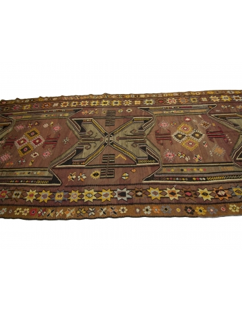 Vintage Handwoven Turkish Kilim Rug - 6`0" x 14`0"