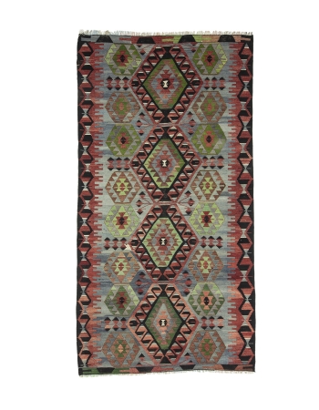 Vintage Turkish Decorative Kilim Rug - 5`1" x 9`8"