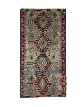 Vintage Turkish Decorative Kilim Rug - 5`1" x 9`8"